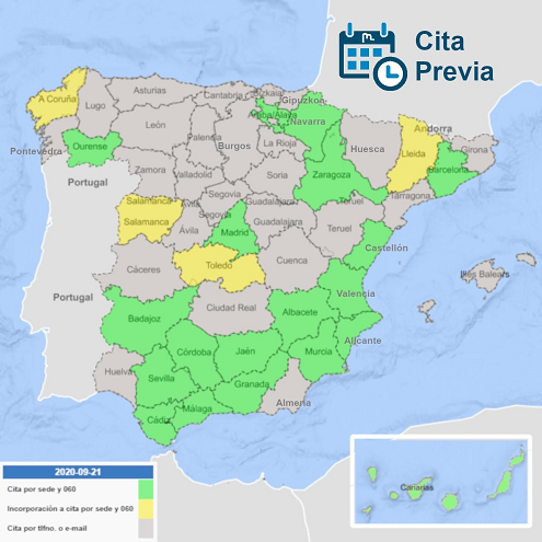 Mapa con nuevas provincias cita previa 060