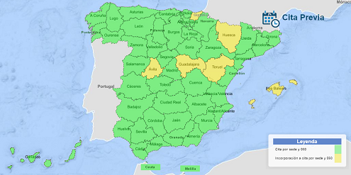 Mapa completo de la cita previa por sede/060